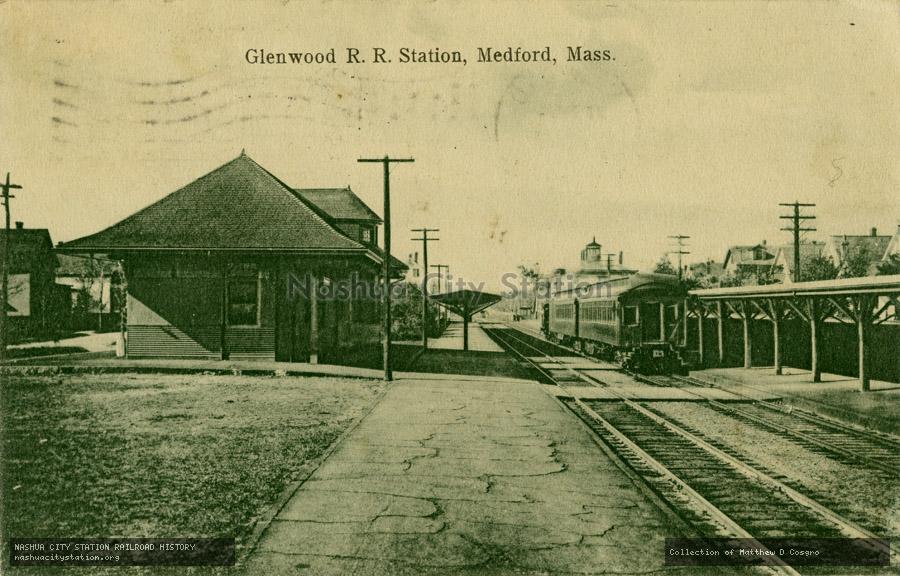 Postcard: Glenwood Railroad Station, Medford, Massachusetts
